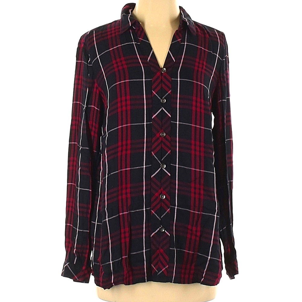 J. Jill Red and Black Plaid Button Down Shirt